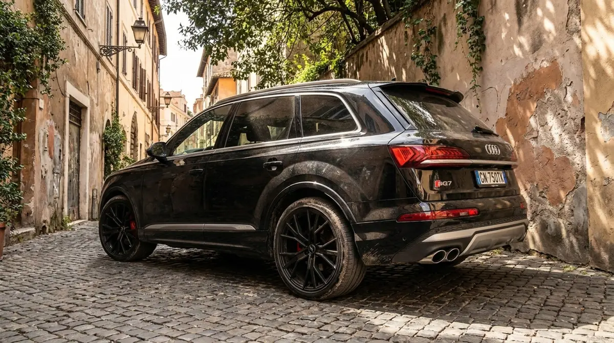 Audi SQ7 7seater 2023, vista frontal — Nice Luxury Car Rental, Niza. Audi SQ7 7seater in Niza El Audi SQ7 7seater 2023 está disponible para alquiler en Niza…