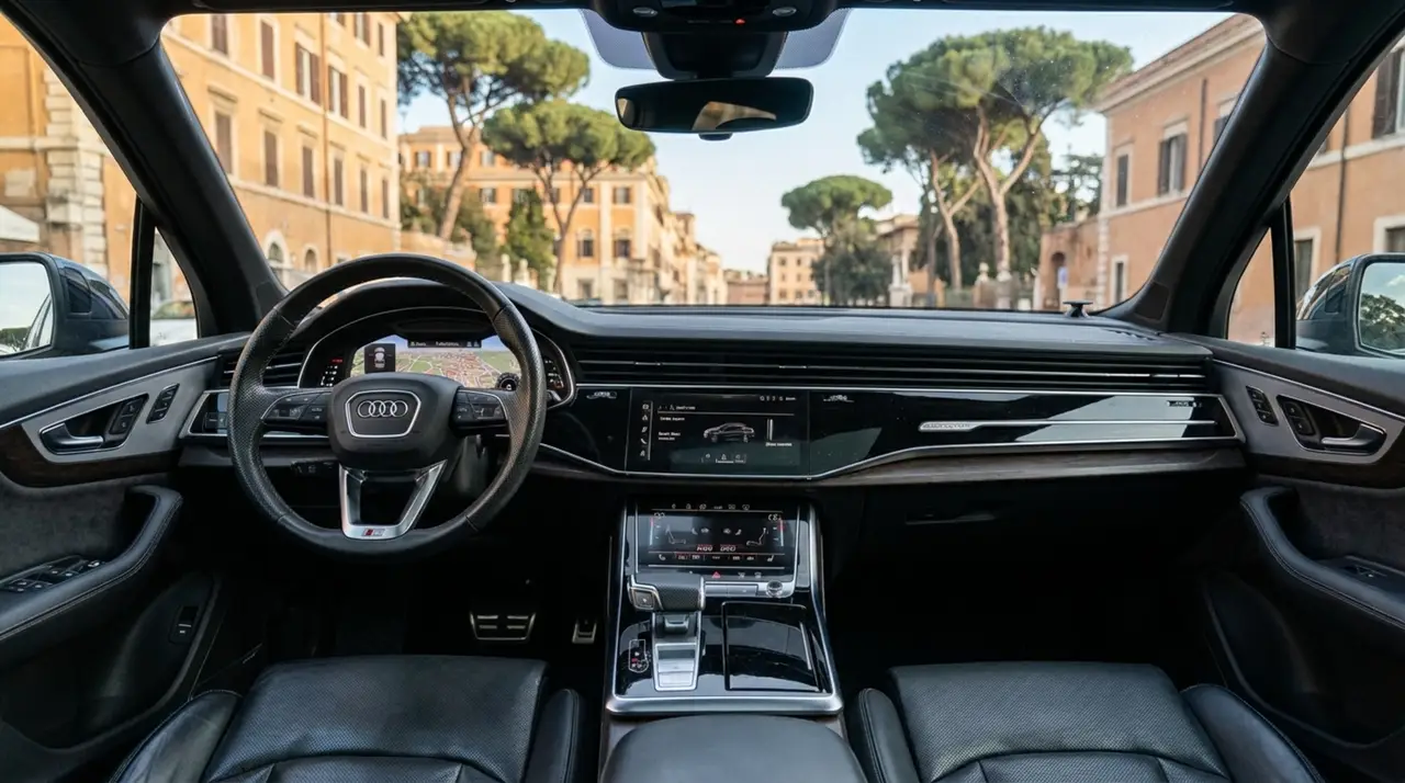 Audi SQ7 7seater 2023, vista trasera — Nice Luxury Car Rental, Niza. Audi SQ7 7seater in Niza El Audi SQ7 7seater 2023 está disponible para alquiler en Niza…