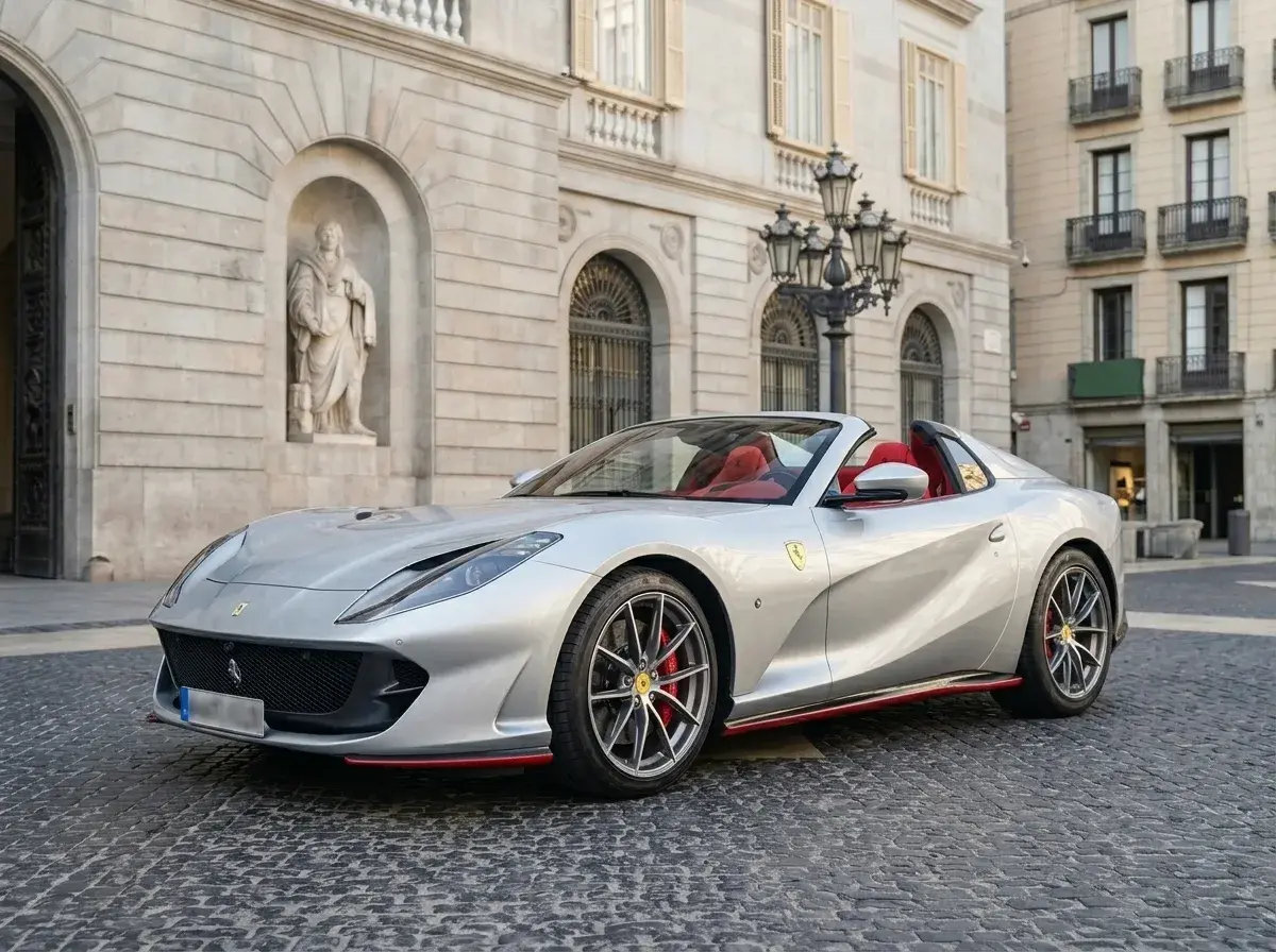 Ferrari 812 GTS 2024, profil latéral — Nice Luxury Car Rental, Nice. Ferrari 812 GTS in Nice La Ferrari 812 GTS 2024 est proposée à la location à Nice comme…