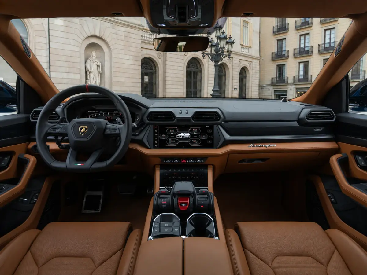 Lamborghini Urus SE 2025, приборная панель — Nice Luxury Car Rental, Ницца. Lamborghini Urus SE in Ницца Аренда Lamborghini Urus SE в Ницце открывает доступ к…