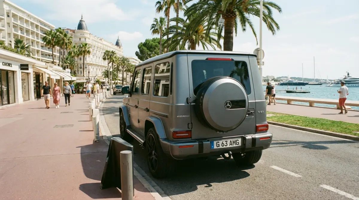 Mercedes Benz G63 2023, вид спереди — Nice Luxury Car Rental, Ницца. Mercedes Benz G63 in Ницца Mercedes Benz G63 2023 года можно взять в аренду в Ницце как…