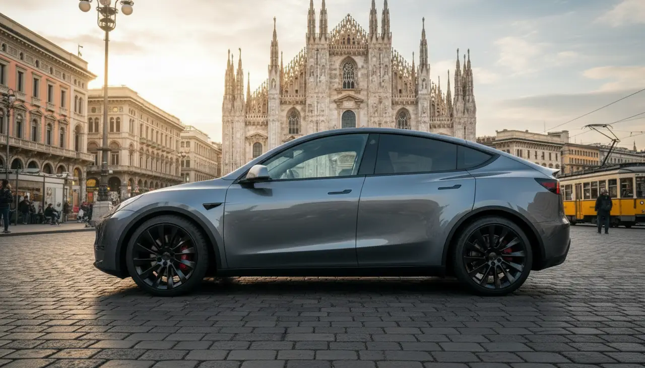 Tesla Model Y Long Range 2023, vue arrière — Nice Luxury Car Rental, Nice. Tesla Model Y Long Range in Nice La Tesla Model Y Long Range 2023 figure parmi les…