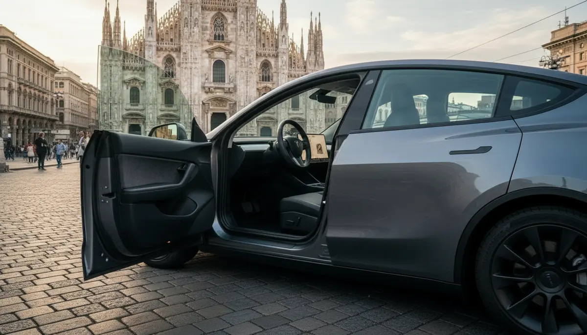 Tesla Model Y Long Range 2023, intérieur — Nice Luxury Car Rental, Nice. Tesla Model Y Long Range in Nice La Tesla Model Y Long Range 2023 figure parmi les…
